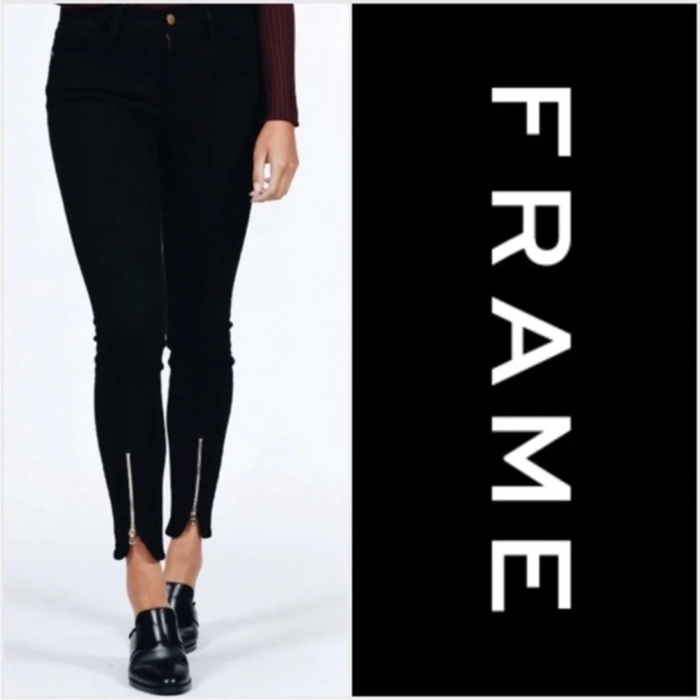 NWT Frame Le High Skinny Curve Split Zip-Hem Crop